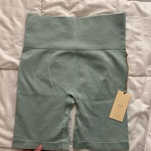 Women's Ribbed Athletic Shorts - Sage Green